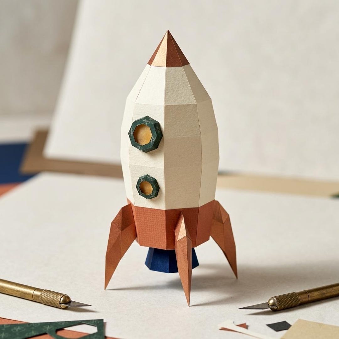 DIY Papercraft Rocket: 3D Rocket Ship Model (PDF Template) - Etsy