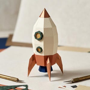 DIY Papercraft Rocket: 3D Rocket Ship Model (PDF Template)