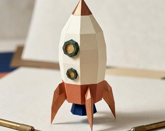 DIY Papercraft Rocket: 3D Rocket Ship Model (PDF Template)