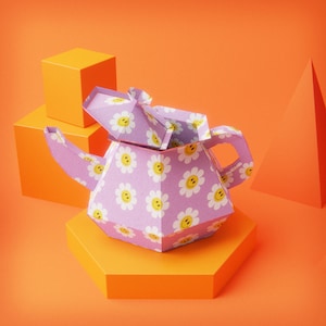 File PDF per teiera artigianale 3D, file di taglio PDF per teiera di carta 3D, Cricut in formato SVG per il tè, scatola regalo 3D/scatola regalo per madre Svg, download digitale istantaneo