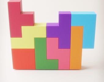 3D Puzzle Blocks Papercraft – Printable SVG, PDF, DXF, Studio3 Template manuel and cutting file | Fun DiY Geometric Craft Project