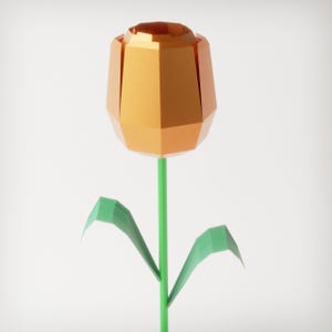 3D Tulip flower Diy Papercraft, Silhouette DXF, Printable pattern, SVG Cutting model, PDF Download gift, Decor for home and office, cricut.