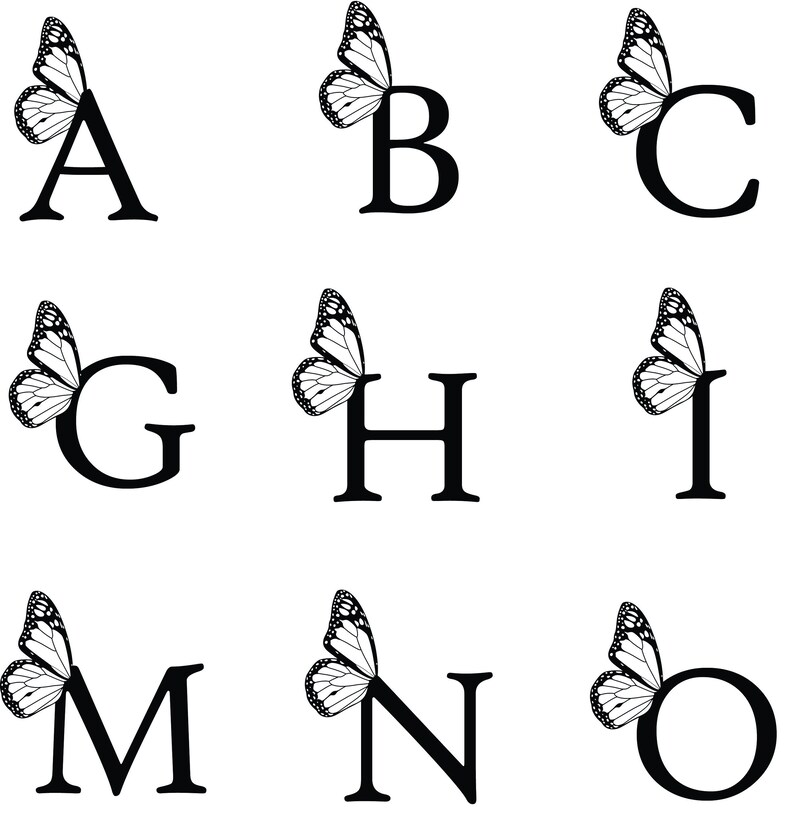 Bundle Butterfly Letters Svg Butterfly Alphabet SVG PNG EPS Etsy