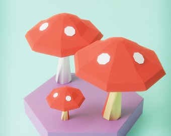 Whimsical Mushroom Papercraft SVG DXF PDF | Laser & Cricut Cut Files | DiY Forest Decor | Paper Cutting Template | Instant Download