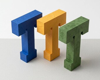 3D Letter T Papercraft Template, Low Poly Alphabet SVG for Cricut ScanNCut, DIY Geometric Paper Monogram Decor, Digital Studio3 Craft File