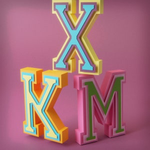 Letras 3D lAYRED A a Z, arquivos de corte para manual ou máquina, molde de corte, letras 3D SVG para Cricut e Silhouette, arquivo PDF