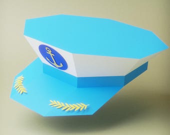 Captain's Hat Cap SVG for Cricut Cut Files, Papercraft 3D Creative PDF Template Paper Craft,  DXF and studio3 for Silhouette Cut Files