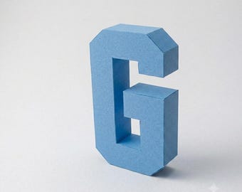 3D Letter G Papercraft Template | Custom Alphabet Block Model | SVG PDF DXF Studio3 Cutting Files Compatible with Cricut & Brother ScanNcut