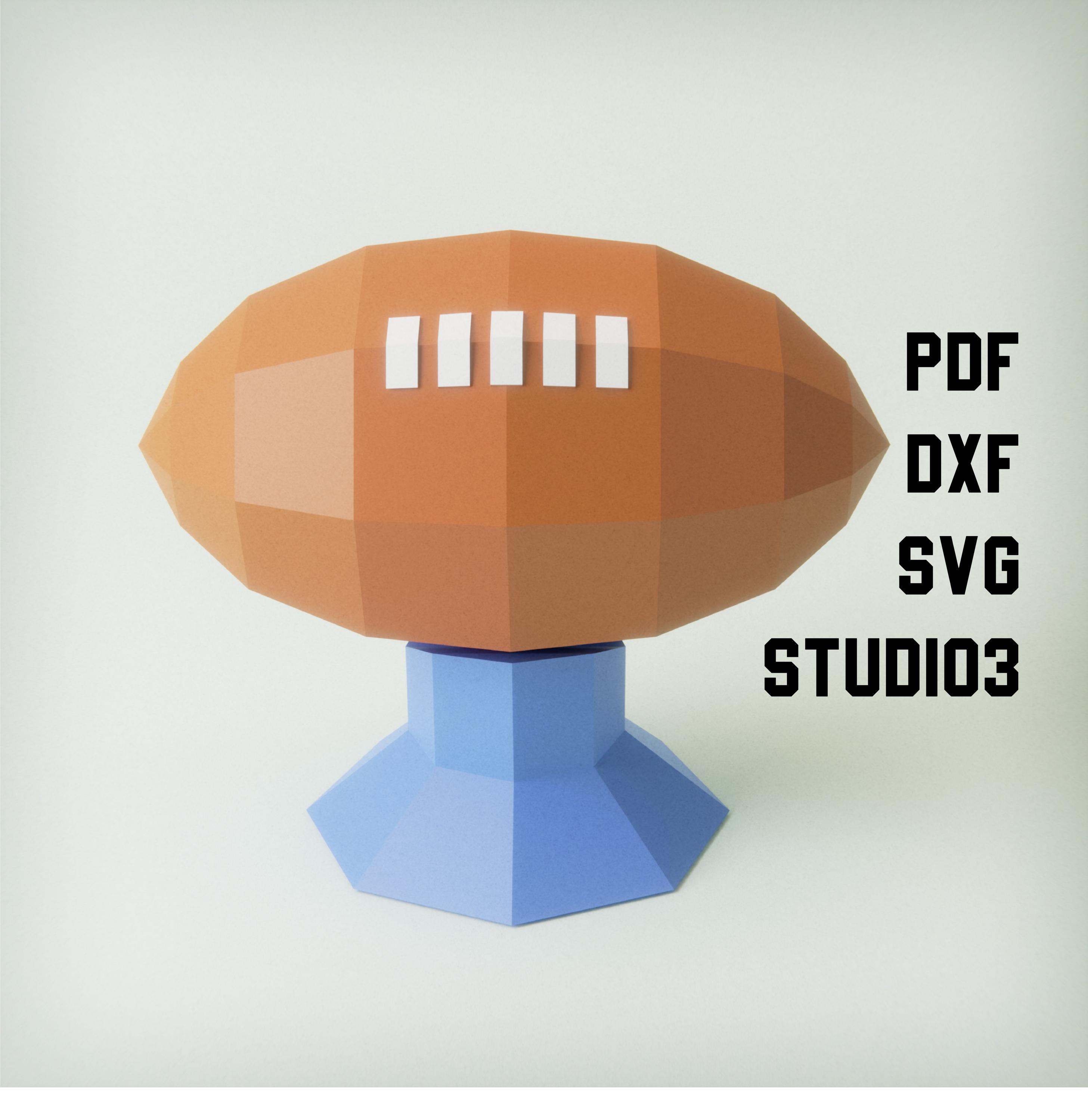 3D Football Papercraft Pattern With Tutorial – SVG, PDF, DXF, Studio3 ...