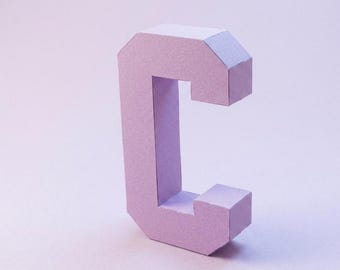 3D Letter C Papercraft Template | Custom Alphabet Block Model | SVG PDF DXF Studio3 Cutting Files Compatible with Cricut & Brother ScanNcut