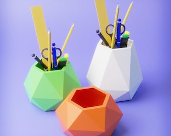 3D Paper Pen Holder Template | PDF + SVG +DXF| Diy Desk Organizer | 3 Sizes | Cricut & Silhouette Ready | Printable Papercraft Pattern