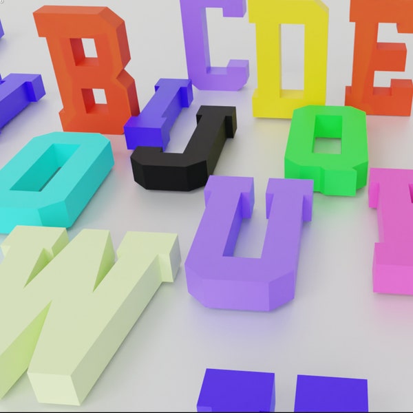 Lettres 3D de A à Z, fichiers de découpe pour manuel ou machine, modèle de découpe, lettres 3D SVG pour Cricut et Silhouette, fichier PDF