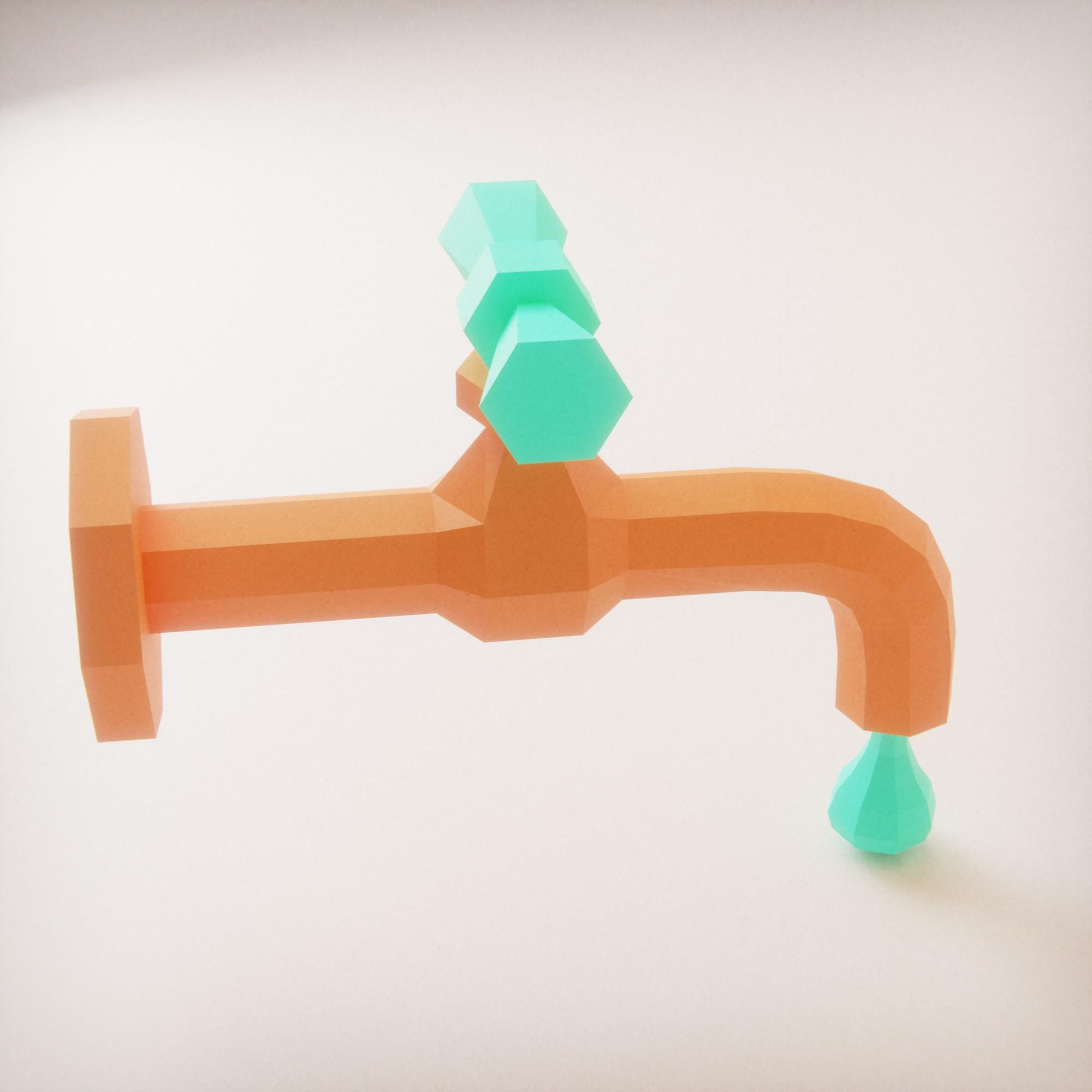 3D Water Tap Papercraft Pattern – SVG, PDF, DXF, Studio3 Files ...