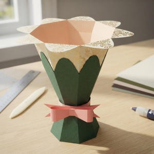 Sjabloon voor een 3D papieren bloemenboeket | PDF, SVG, DXF, Studio3 | DIY bloemencadeau | Cricut en Silhouette | Knutselproject voor school en ruimtevaartdecoratie