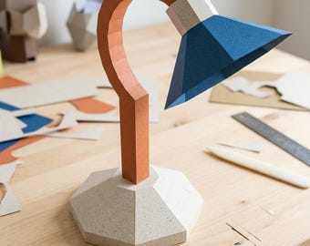 3D Table Lamp Papercraft SVG, Geometric Desk Light Cut File for Cricut ScanNCut, Paper Lampshade Template, Silhouette Studio3 PDF