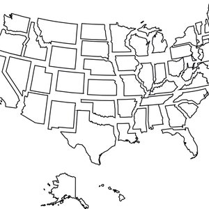 Pacote Cricut SVG de 50 estados, esboço do mapa dos Estados Unidos, reunidos para formar os mapas completos dos Estados Unidos, DXF para o Silhouette Studio, PDF