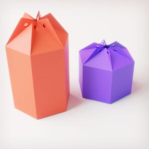 Hexagon Gift Box Template: Geometric Favor Box SVG, PDF, DXF