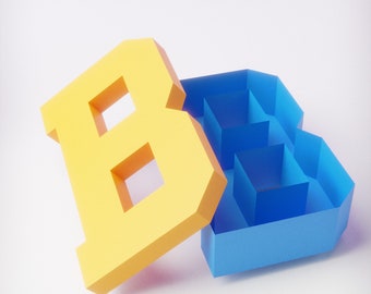 3D Letters Box A to Z Papercraft Pattern — SVG PDF DXF Studio3 Files | Printable Low Poly Letter Boxes for Cricut & CanvasWorkspace Ready