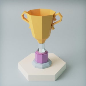 Trofeo 3D papercraft / Scultura di carta fai da te / Low poly / Modello PDF / Decorazione per la casa / Modello di carta origami / Download digitale SVG, PDF, DXF