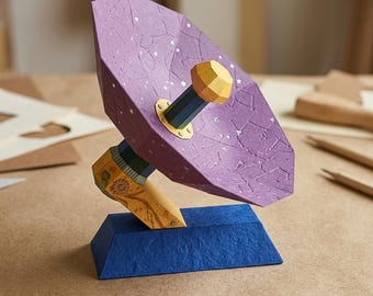 3D Satellite Dish SVG Papercraft, Low Poly Radar Model for Cricut ScanNCut, DIY Space Astronomy Decor, Studio3 Science Template File