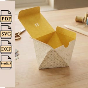 3D Geometric Box SVG Papercraft Template, Low Poly Paper Favor Box Cut File for Cricut ScanNCut, DIY Origami Gift Box, Studio3 Pattern