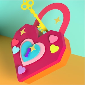 3D Heart Lock Box SVG Template: Paper Gift Box (Digital Download)