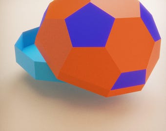 3D Soccer Ball Gift Box Papercraft Template | DiY Sports Party Favor | SVG PDF DXF Studio3 Cutting Files Compatible with Cricut & ScanNcut