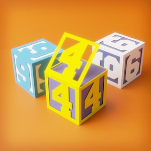 Kostka z liczbami 3D, papierowa figurka DIY, sylwetki od 0 do 9, plik DXF, wzór do wydruku w formacie PDF, model do cięcia w formacie SVG, dekoracja do domu i biura. rękodzieło.