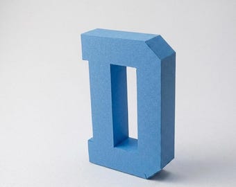 3D Letter D Papercraft Template | Custom Alphabet Block Model | SVG PDF DXF Studio3 Cutting Files Compatible with Cricut & Brother ScanNcut