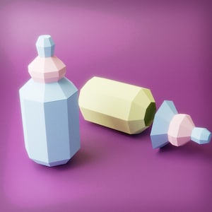 3D Baby Bottle Paper Craft Template | PDF, SVG, DXF | Diy Gift Box for Baby Shower | Cricut & Silhouette | Printable Craft Design