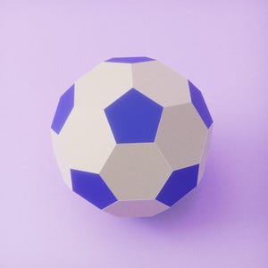 Paper Soccer ball DiY Printable PDF - 3D Papercraft Template | DiY Sports Model | SVG DXF Studio3 Cutting File, Silhouette, Cricut, ScanNcut