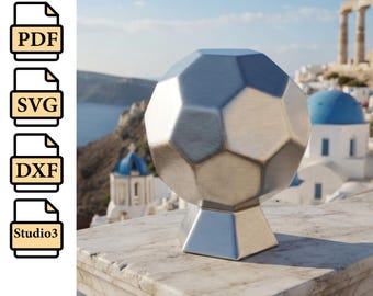 3D Metal Soccer Ball Trophy Pattern Template DXF SVG PDF Cricut ScanNCut and silhouette Steel Copper Football Art Craft Welding Project