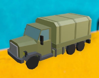 printable Military Truck  PaperCraft, Paper Color Model Plans  PDF, cut and assembly, Party favor, Lowpoly truck SVG, Dump Truck favor