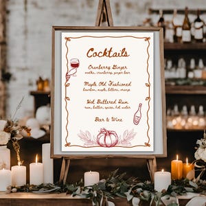 Szablon menu koktajlowego o tematyce jesiennej