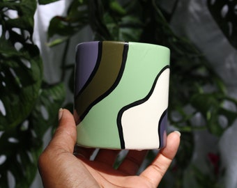 Small cylinder Planter with stand | Ceramic Pottery | Design-Haze