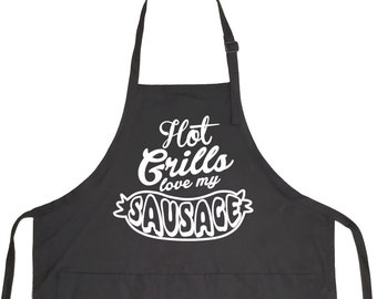 Extra Large Funny Father's Day Grill Gift BBQ Grilling Apron Men With Pockets Pit Master Dad Plus Size Pitmaster Hot Grills Love My Sausage