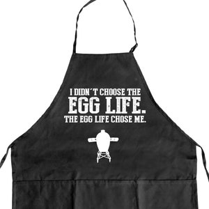 Big Green Egg Man Accessory Funny BBQ Apron Pockets | BGE Barbecue Smoker Grill Master | Dad Gift Fathers Day Grilling Accessory | Egg Life