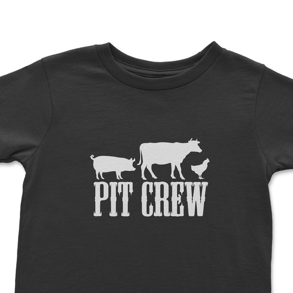 Kids Pit Crew Cute Funny BBQ Infant Toddler Youth Boy Girl Tshirt Suit Outfit Short Sleeve Grillmaster Grill Master Dad Fathers Day Gift