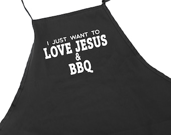 Drôle de tablier BBQ pour les hommes trois poches Barbecue Grilling Pitmaster Papa cadeau pour papa Maître de la viande Fumeur Accessoire Amour Jésus - BBQ