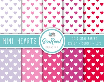 Mini Heart Digital Paper, Valentines Paper, Love Digital Paper, Heart Background, Digital Paper Hearts, Pink Digital Paper, Instant Download