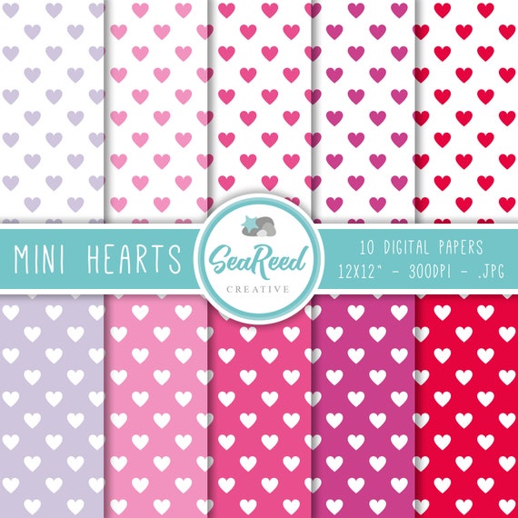Mini Heart Digital Paper Valentines Paper Love Digital Etsy