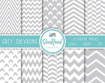 Szary szary Chevron papier cyfrowy, szary papier cyfrowy, szary cyfrowy notatnik papier, papier do scrapbookingu, bezszwowe papieru, Instant Download