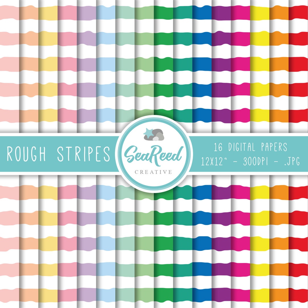 Rough Stripes Digital Paper, Horizontal Stripes, Stripe Digital Paper ...