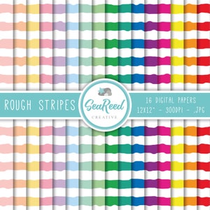 Rough Stripes Digital Paper, Horizontal Stripes, Stripe Digital Paper, Pastel Stripes, Striped Paper Pack, Printable Paper, Instant Download