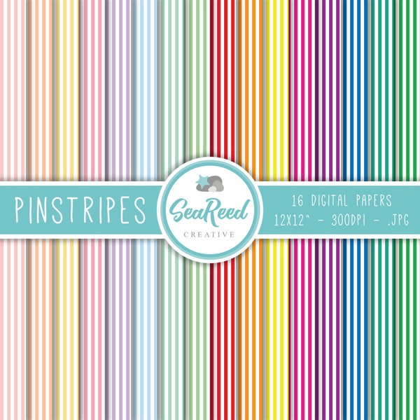 Candy Stripe Digital Paper, Pinstripe Digital Paper, Horizontal Stripes, Pastel Stripes, Striped Paper, Printable Paper, Instant Download