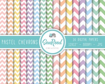 Pastel Chevron Digital Paper, Chevron Papers, Printable Paper, Scrapbook Paper, Chevron Background, Seamless Paper, Instant Download