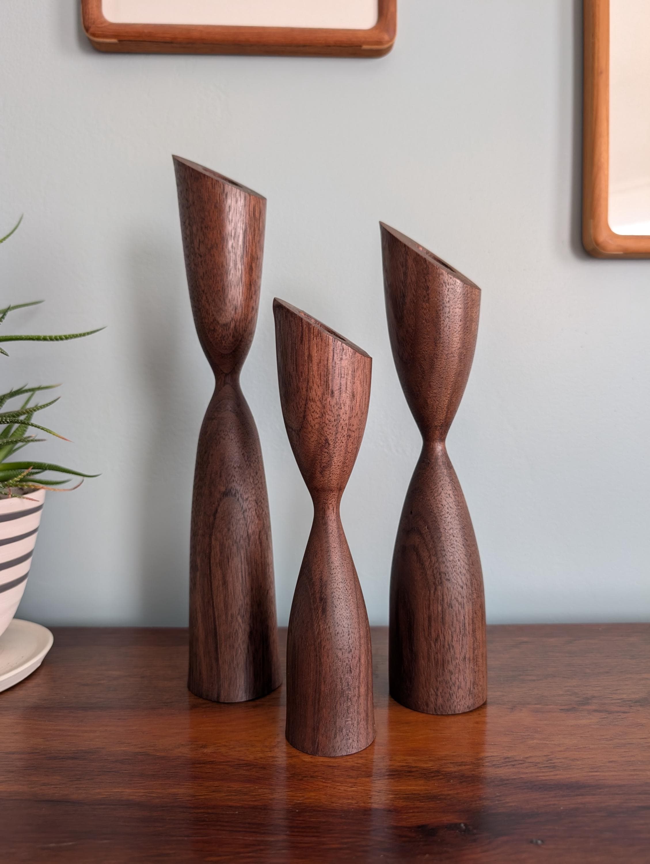 【ビンテージ】チーク キャンドル ホルダー 2本 木製 スタンド 北欧 TEAK ヒュッケル 北欧ヴィンテージ雑貨店 | チーク キャンドルスタンド