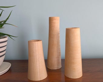 Minimalist wood candle holders
