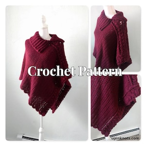 PATTERN Crochet Poncho with Braided Detail