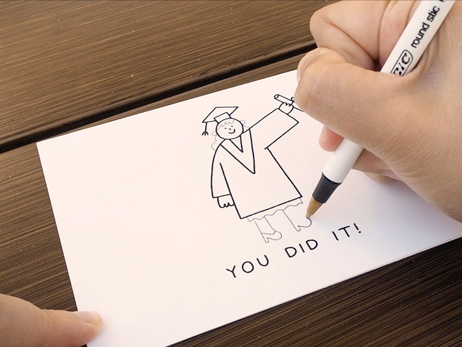 DIY Card Cartoon Drawing Card Congratulations Card Etsy